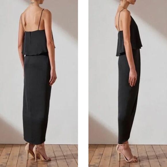 Shona Joy Luxe Cocktail Frill Dress 12 Black NEW - Picture 10 of 10